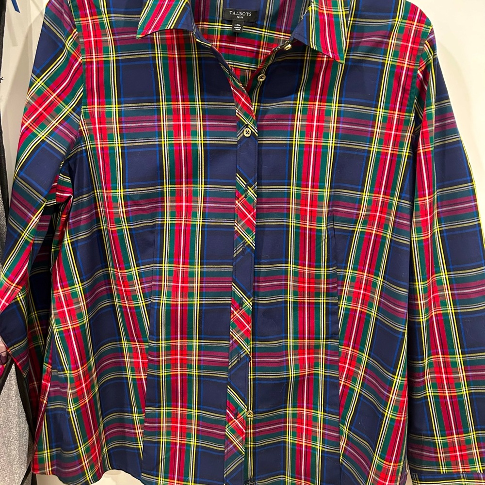 Talbots shirt, size 14P. Flew out of the stores last year.